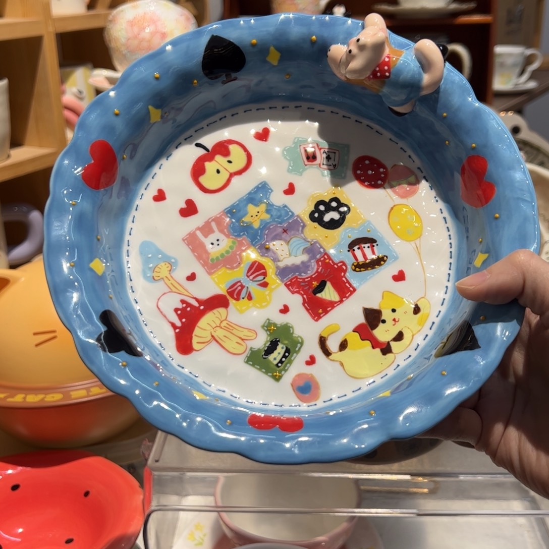 湛蓝扑克猫盘子25天发需协商