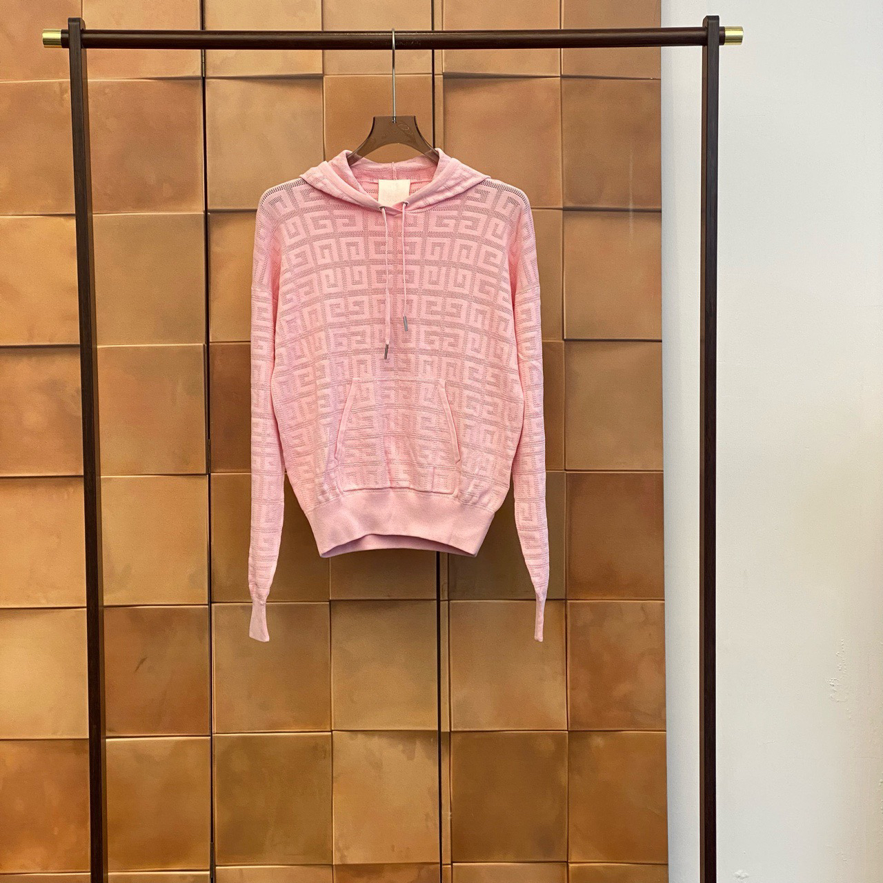 99新 Givenchy/纪梵希 粉色4G满印镂空帽衫/m码/存放品/29649