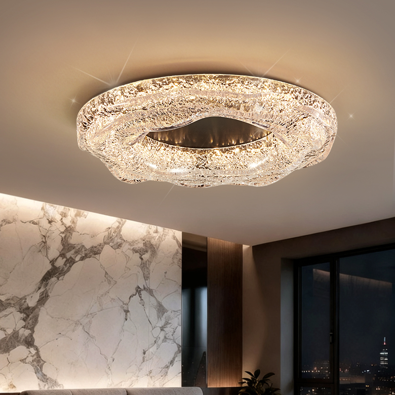 意式轻奢卧室吸顶灯2025新款高级感冰裂普瑞吸顶灯现代简约主卧灯