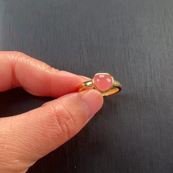 菱锰矿（红纹石）戒指银S925镶嵌