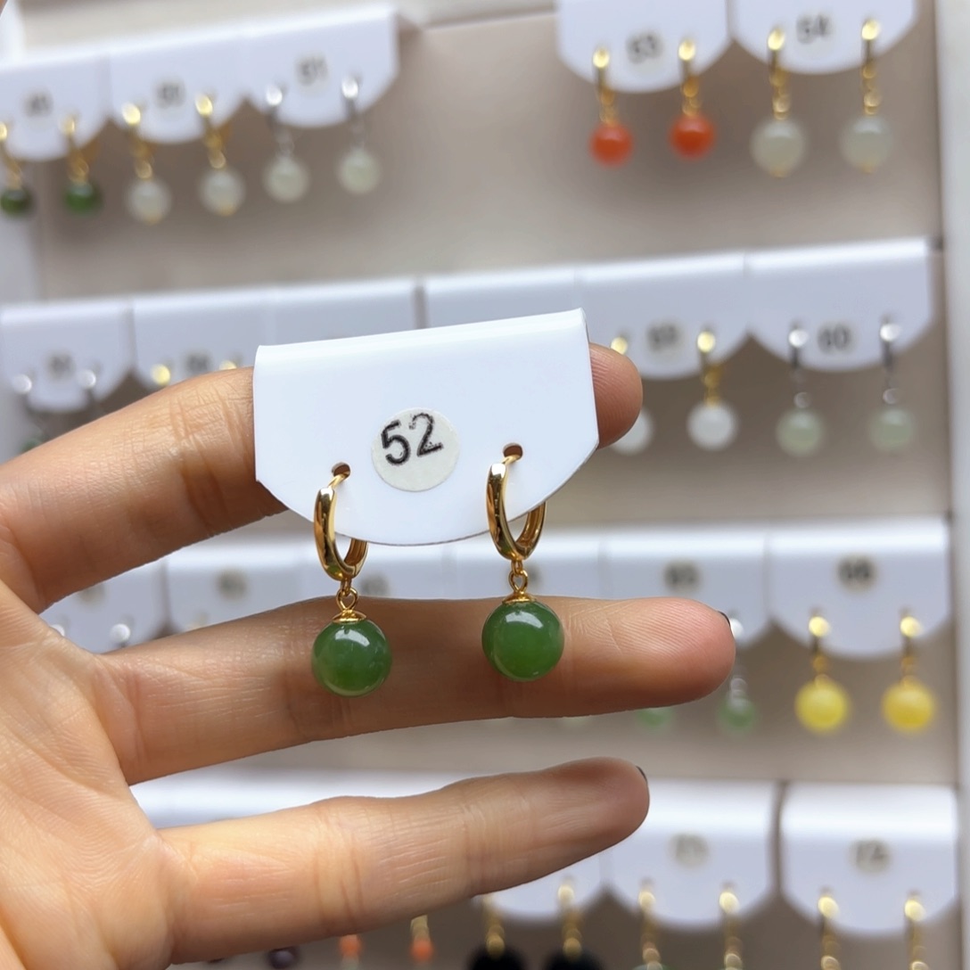 和田玉耳饰银S925镶嵌2