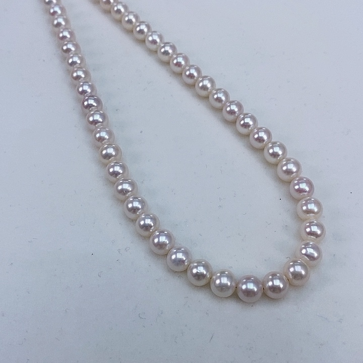 淡水珍珠银S925镶嵌颈饰6.5-7.5无核正圆炫彩极强光