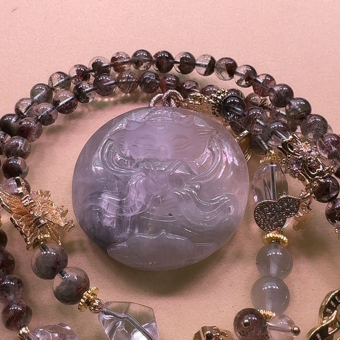 水晶颈饰未镶嵌天然水晶狐狐吊坠