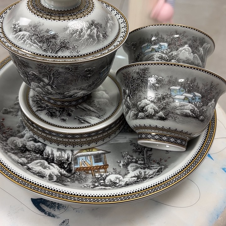 小***小摆件陶雪景五件套j