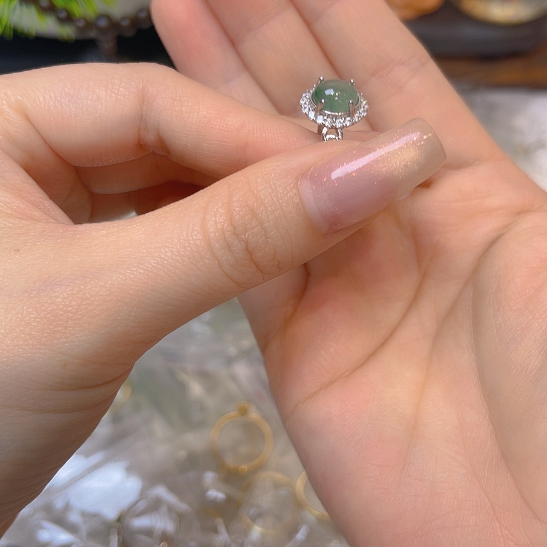 翡翠银S925镶嵌戒指