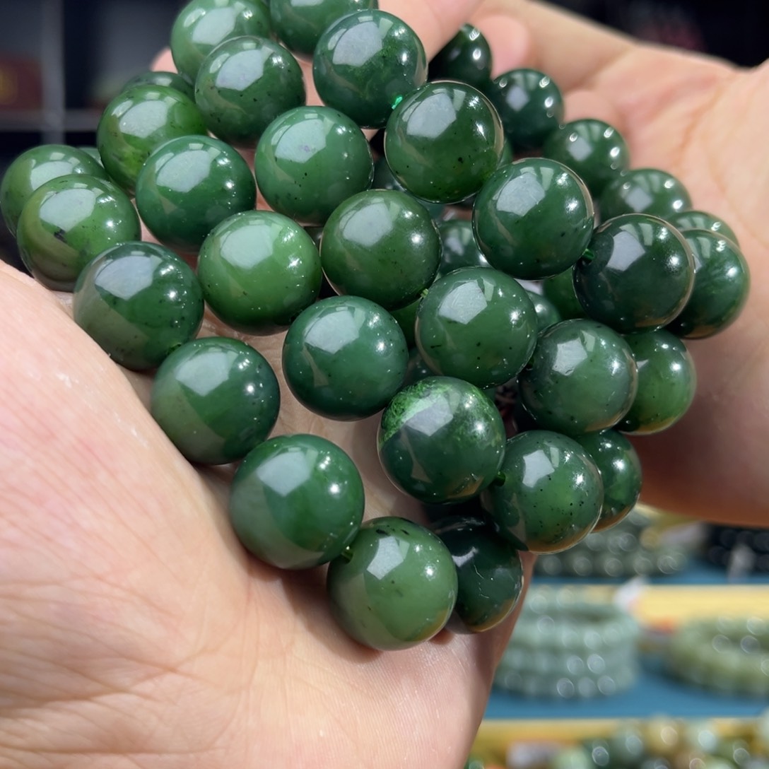 和田玉手串未镶嵌纯天然和田玉俄乌兰海16多样性发其一