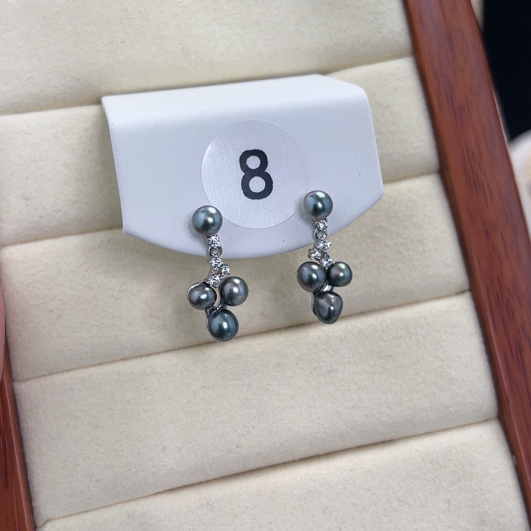 海水珍珠耳饰银S925镶嵌