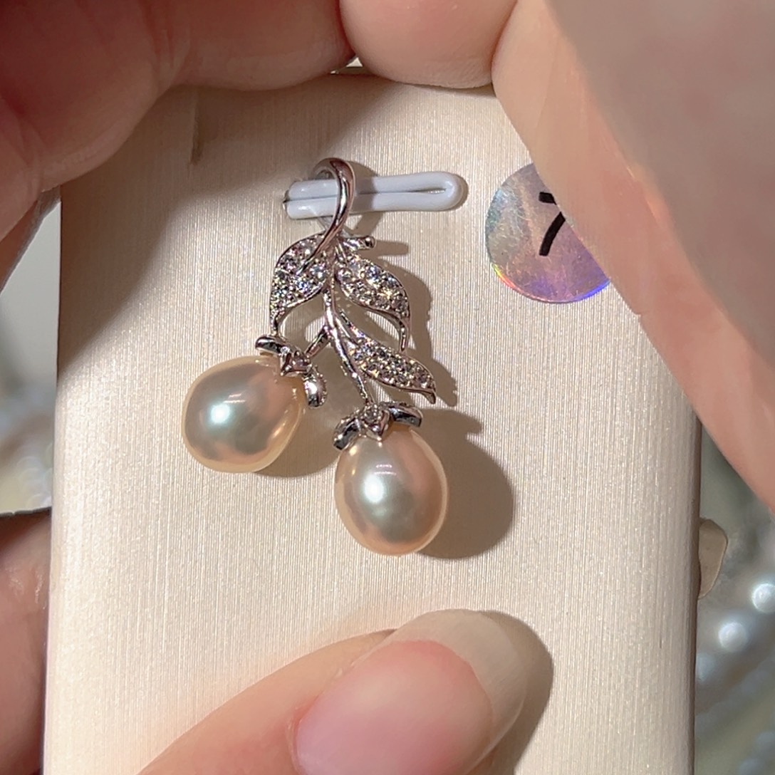 淡水珍珠镜面极光天然珍珠茶金色银S925镶嵌