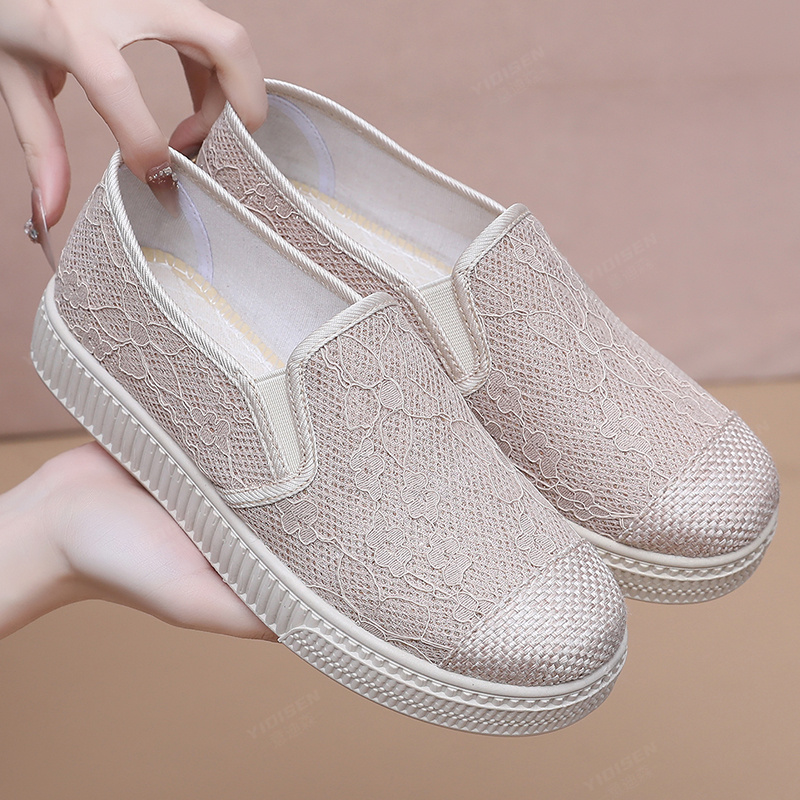 意迪森2025年春季新款老北京布鞋厚底舒适软底一脚蹬妈妈透气单鞋