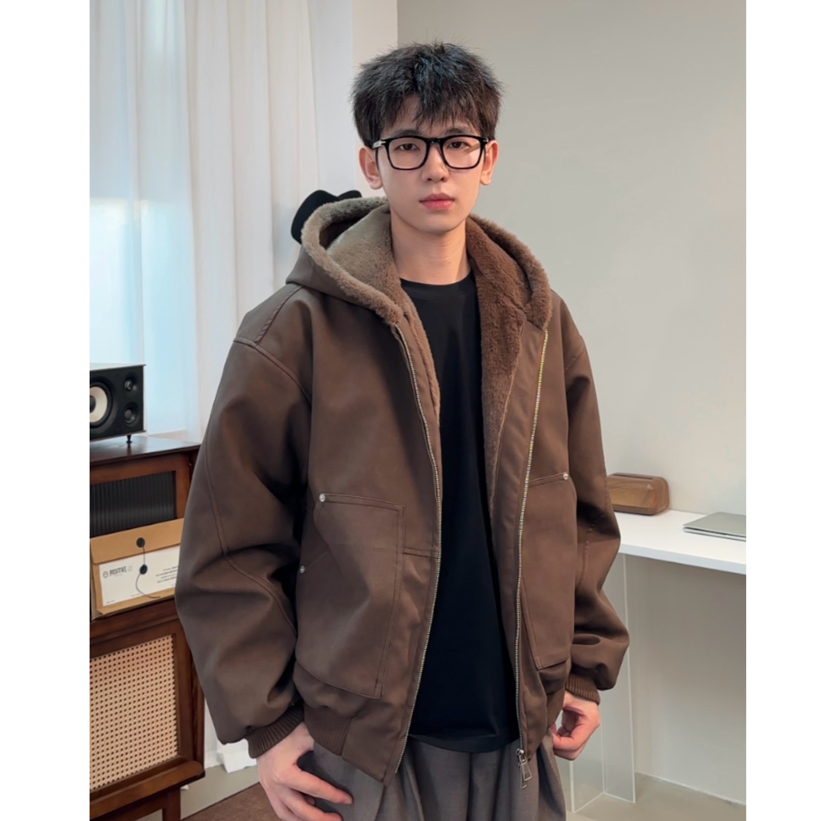 不太董【雪泥护盾】厚款标准保暖长袖连帽常规款棉服皮衣加厚棉衣