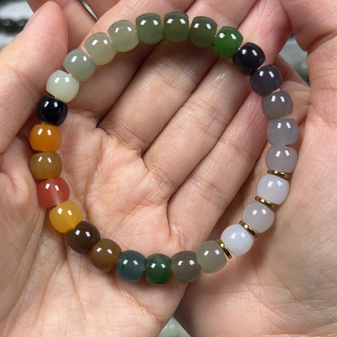 和田玉手链未镶嵌Z***娜卡8直切珠宝级