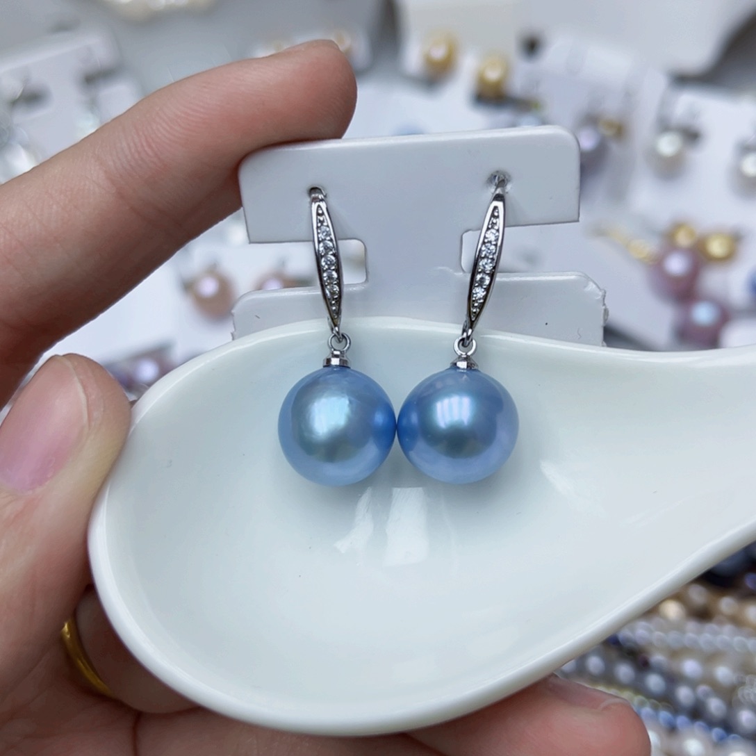 淡水珍珠耳饰银S925镶嵌