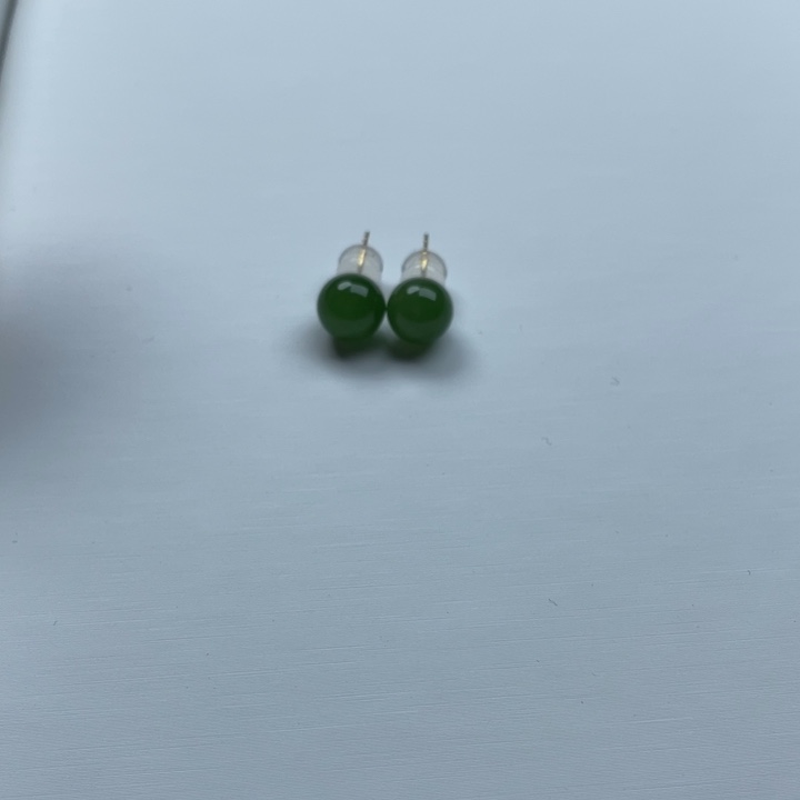 和田玉（碧玉）18K金镶嵌耳饰
