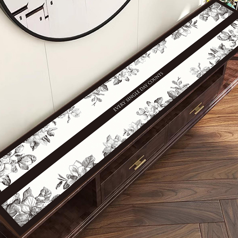 美式黑白风简约电视柜鞋柜餐边柜茶几桌垫防水防油防烫保护垫桌布