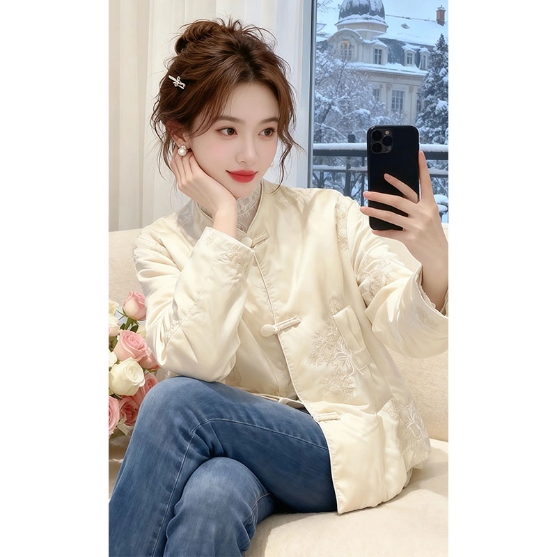 兹伊翰【流光蔷薇】2025冬季新款新中式千金风盘扣夹棉加厚棉衣外套