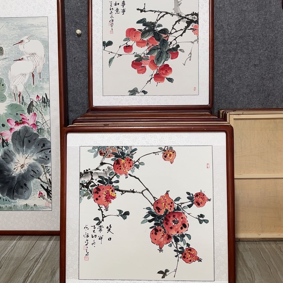 国画书画作品带框63×63