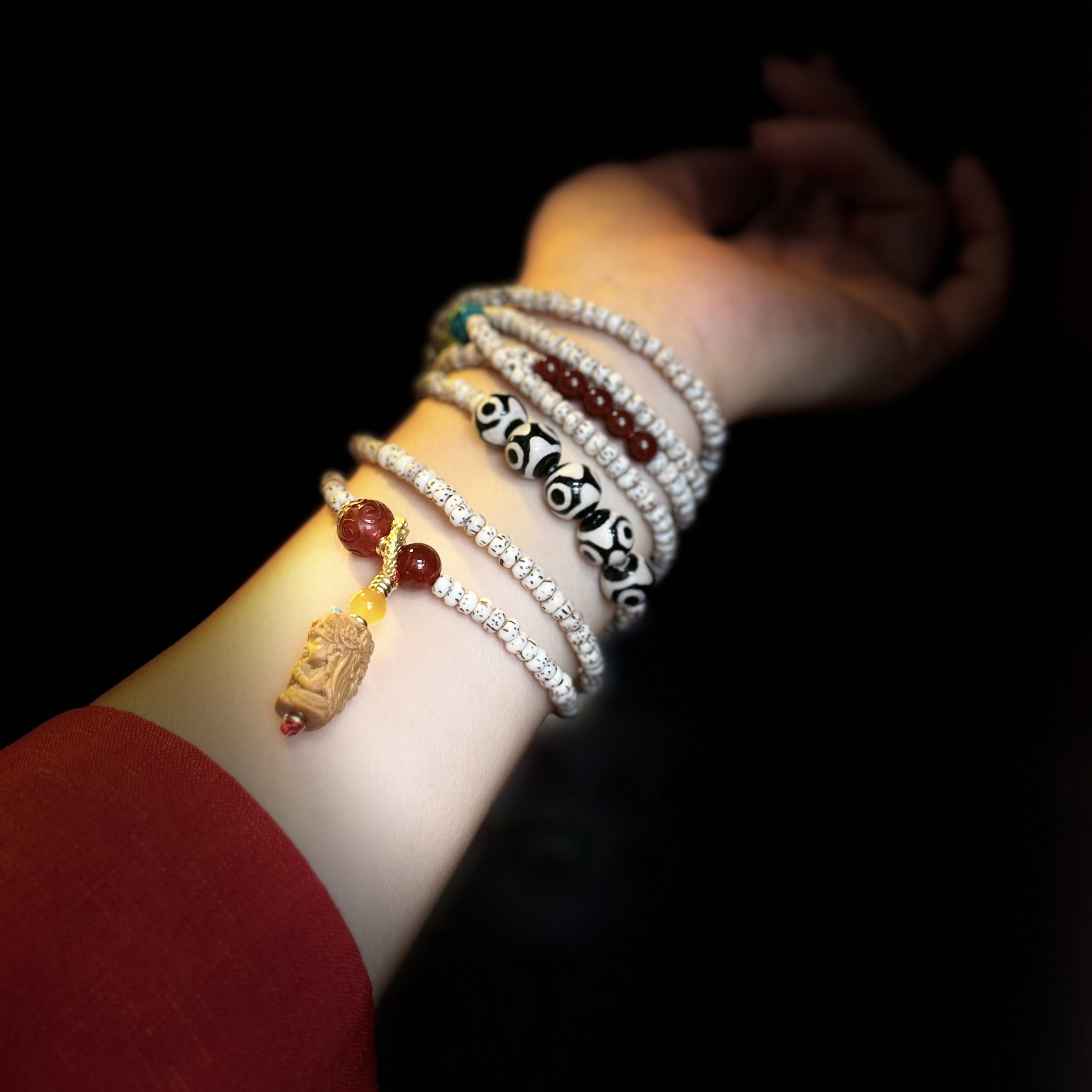 原生态海南星月菩提迷你菩提子禅意设计款手串脖挂（盘玩袋手套）