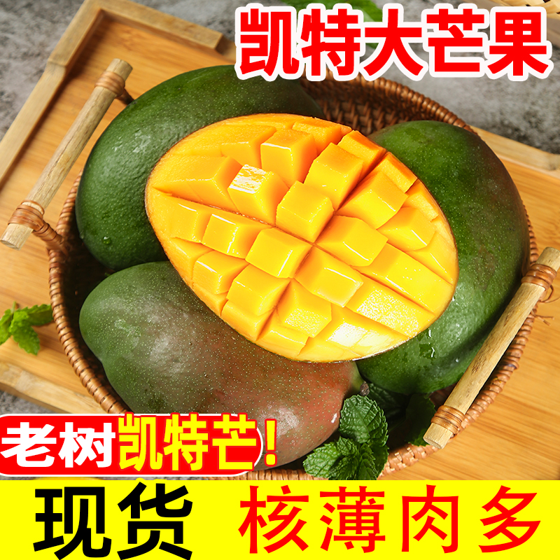 新鲜采摘攀枝花凯特芒果头茬早熟凯特芒新鲜当季整箱水果现摘