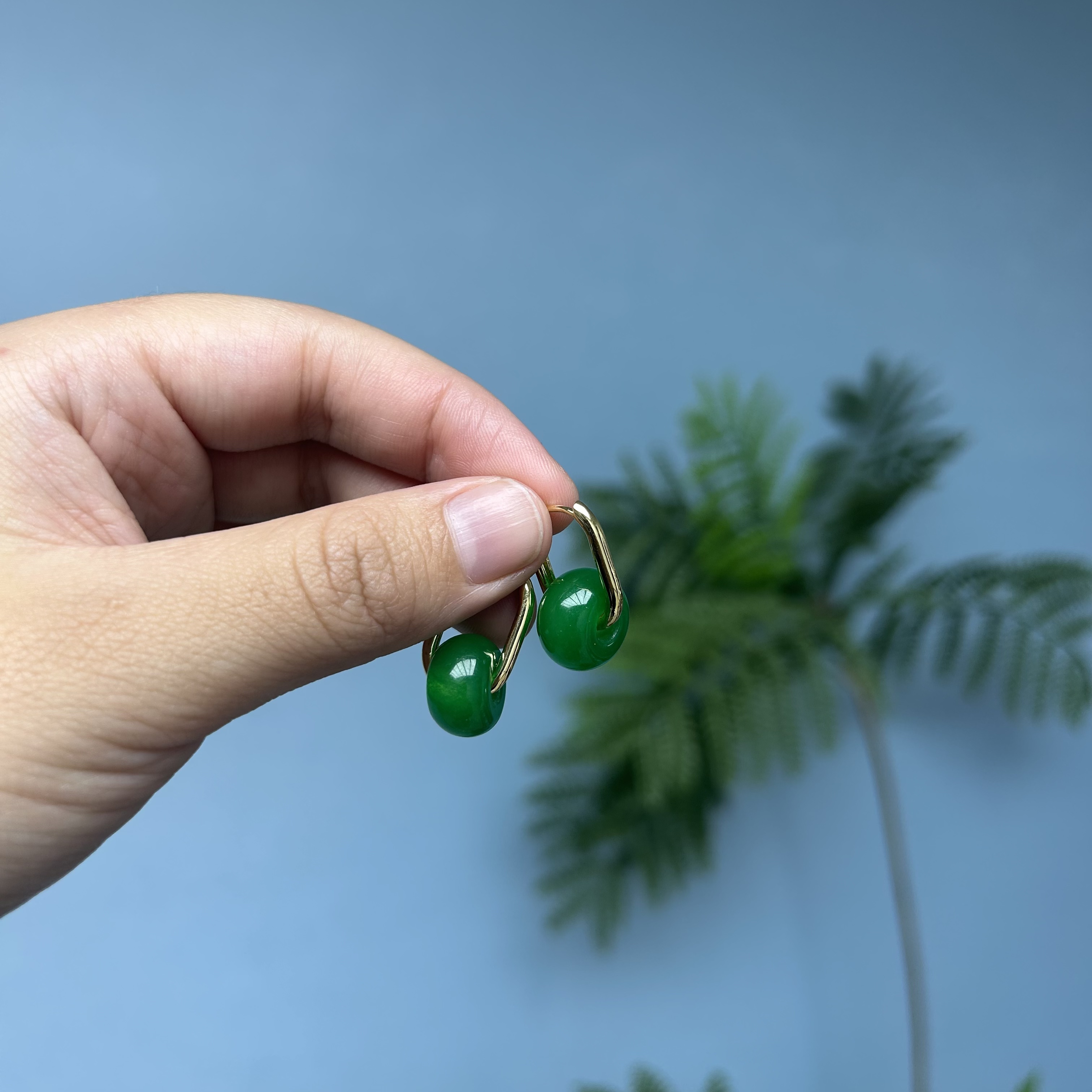 翡翠14k平安扣耳扣