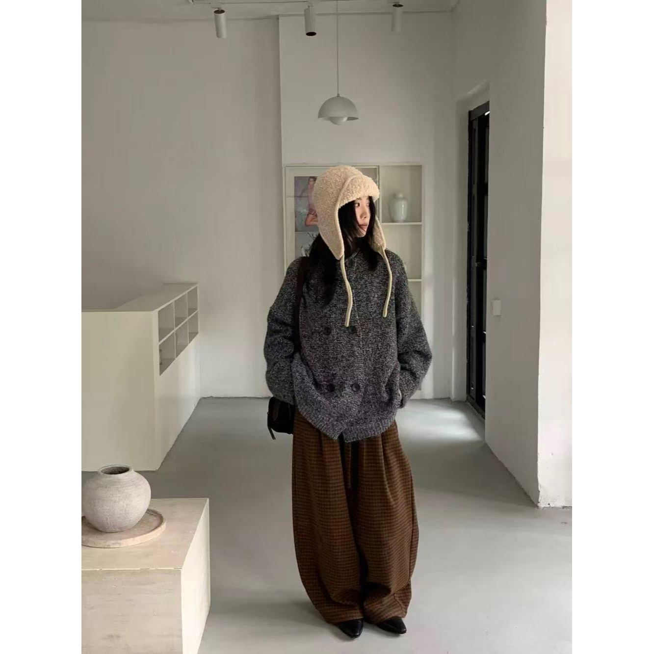 MEENI（9MN1783#）『极简慵懒』立领廓形杂色针织毛衣12-8