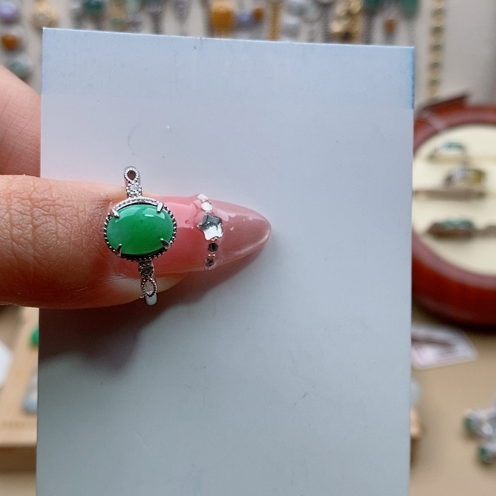 翡翠戒指银S925镶嵌11111