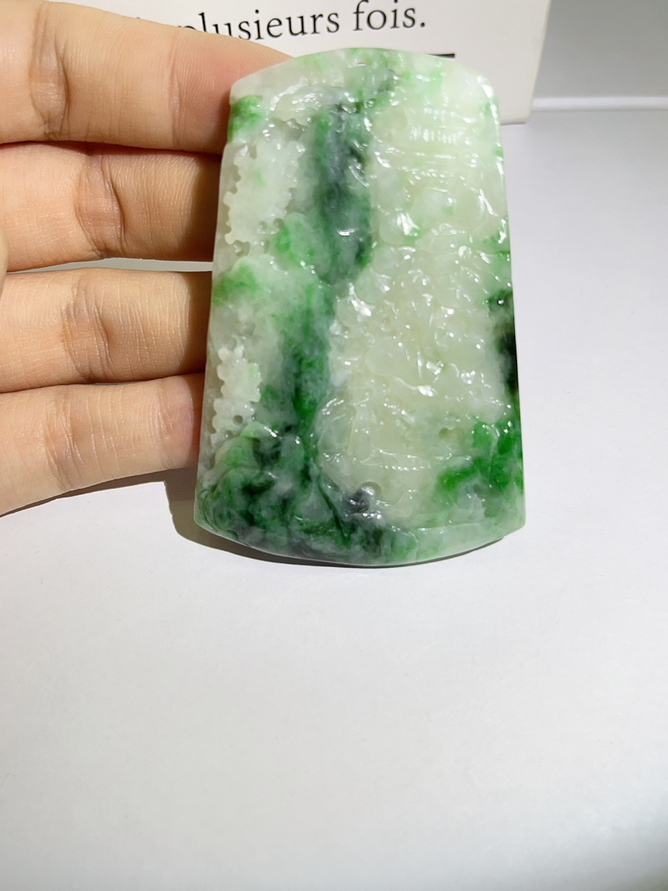 天然A货翡翠 辣绿山水吊坠（赠高货手工绳）一-100041