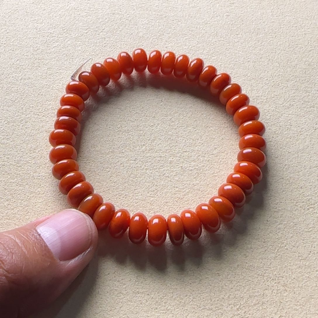 南红玛瑙手链未镶嵌大水沟算盘8.5mm