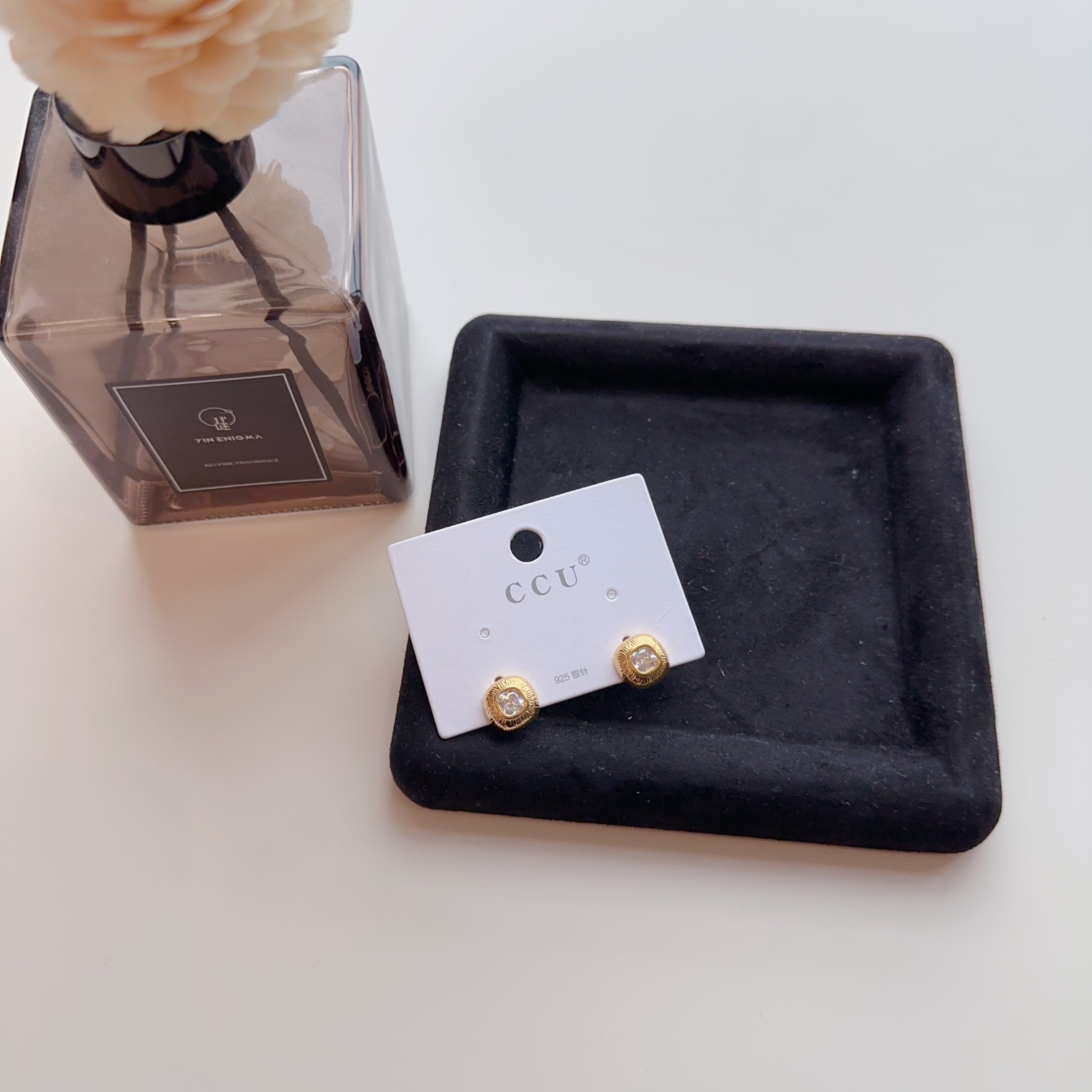 合金合成锆石耳饰 磨砂小碗钻钻耳钉ED162 