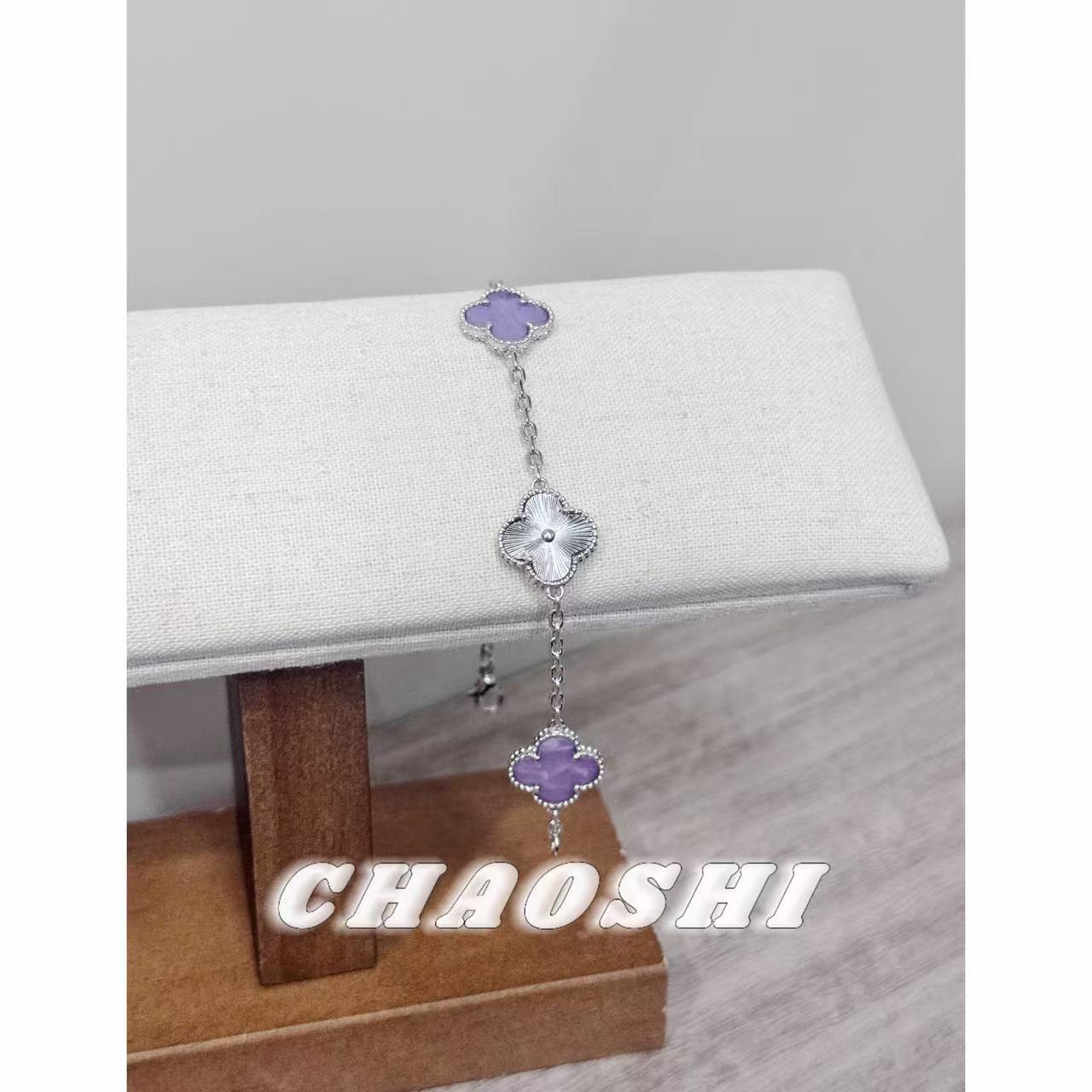 铜合金手链 【A241】紫色四叶花手链