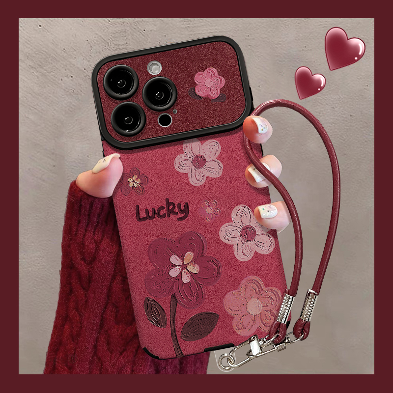 满屏油画花适用苹果17华为VIVO/OPPO小米iPhone16视窗贴皮手机壳