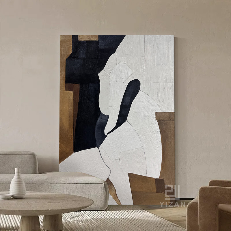 手绘油画【眠谣】美拉德复古抽象艺术肌理画客厅餐厅玄关过道装饰画