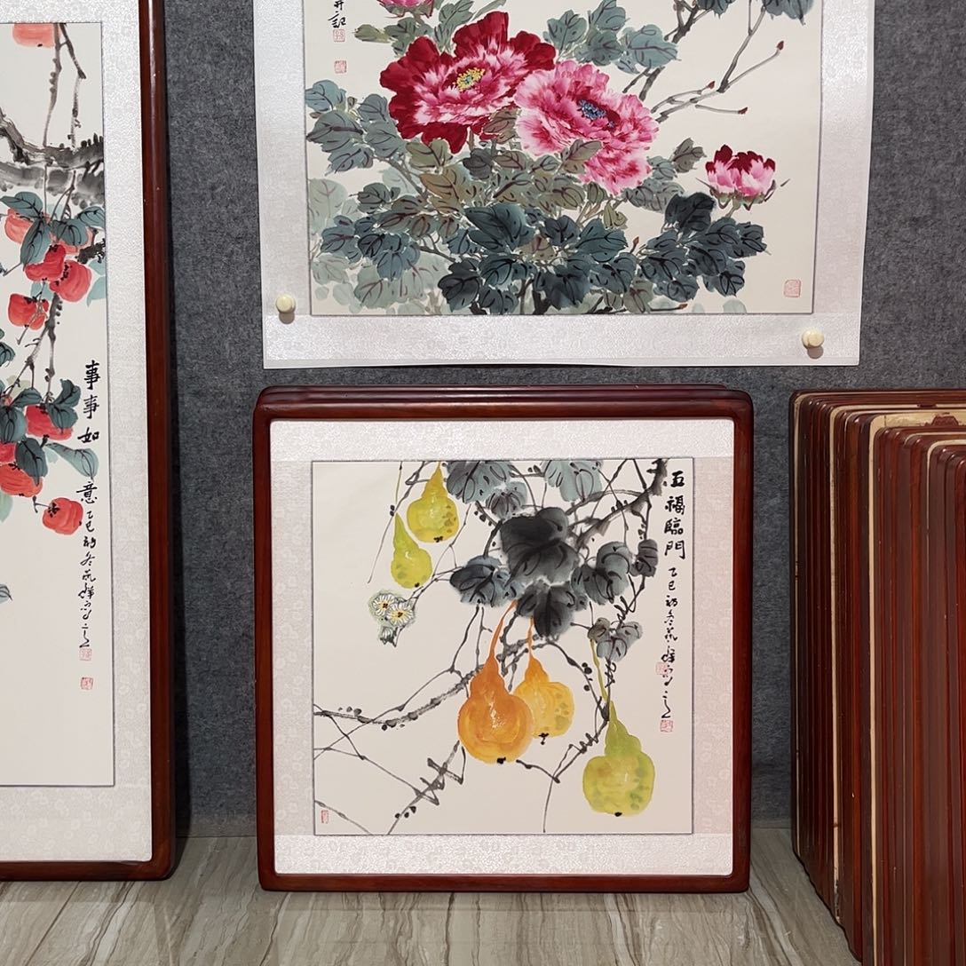 国画书画作品带框63×63