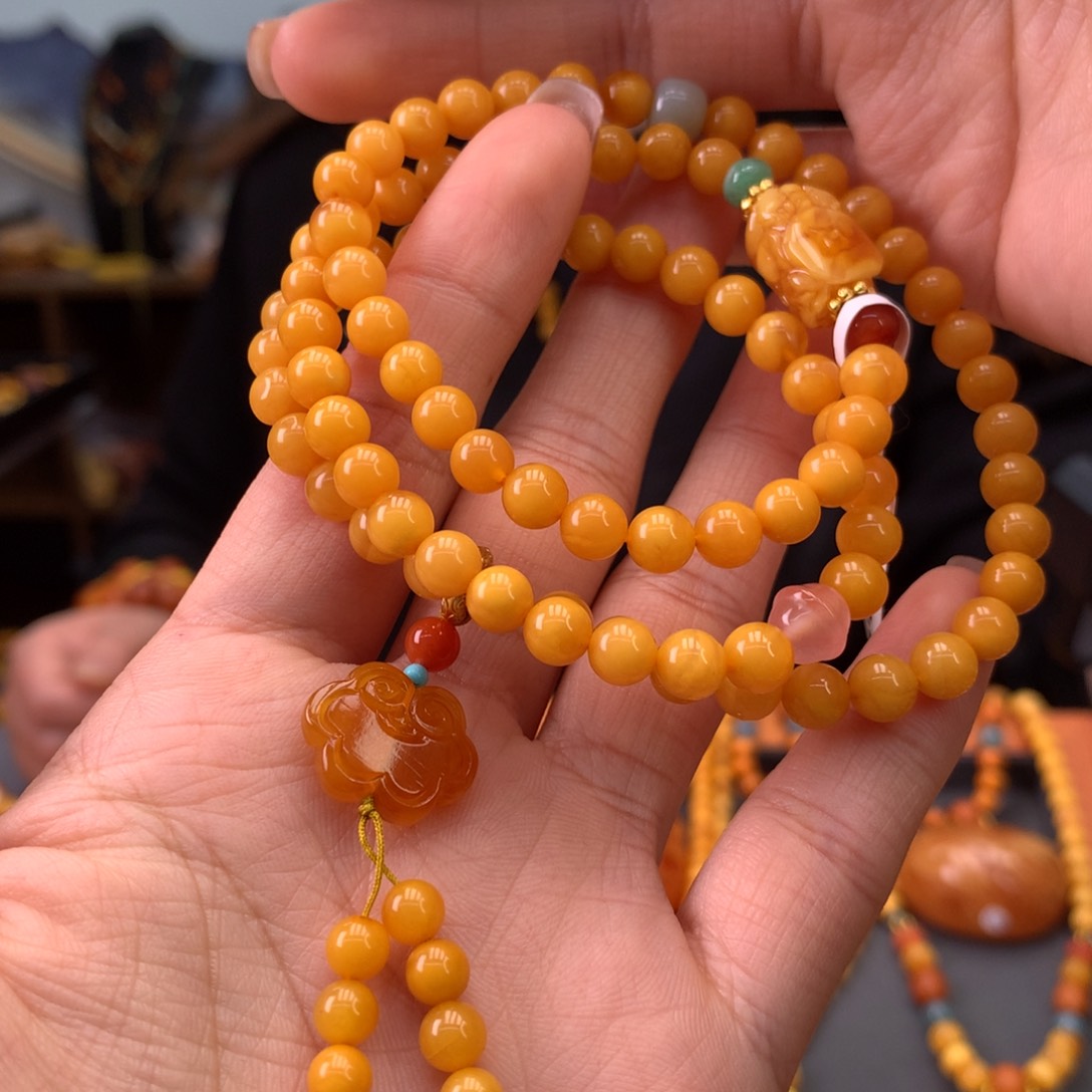 蜜蜡手串未镶嵌天然