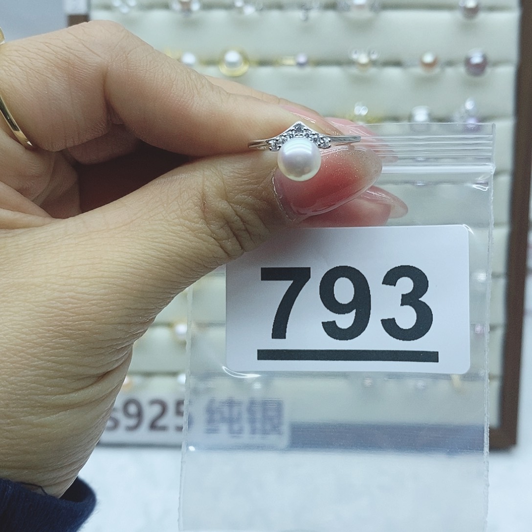 淡水珍珠戒指银S925镶嵌甜***桃793