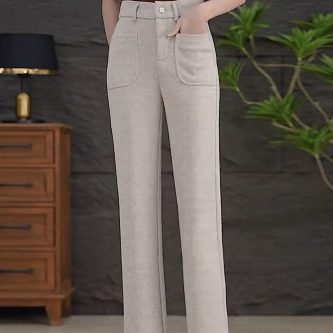 9801微喇裤女秋季2025新款显瘦垂感直筒喇叭裤休闲百搭高腰毛呢