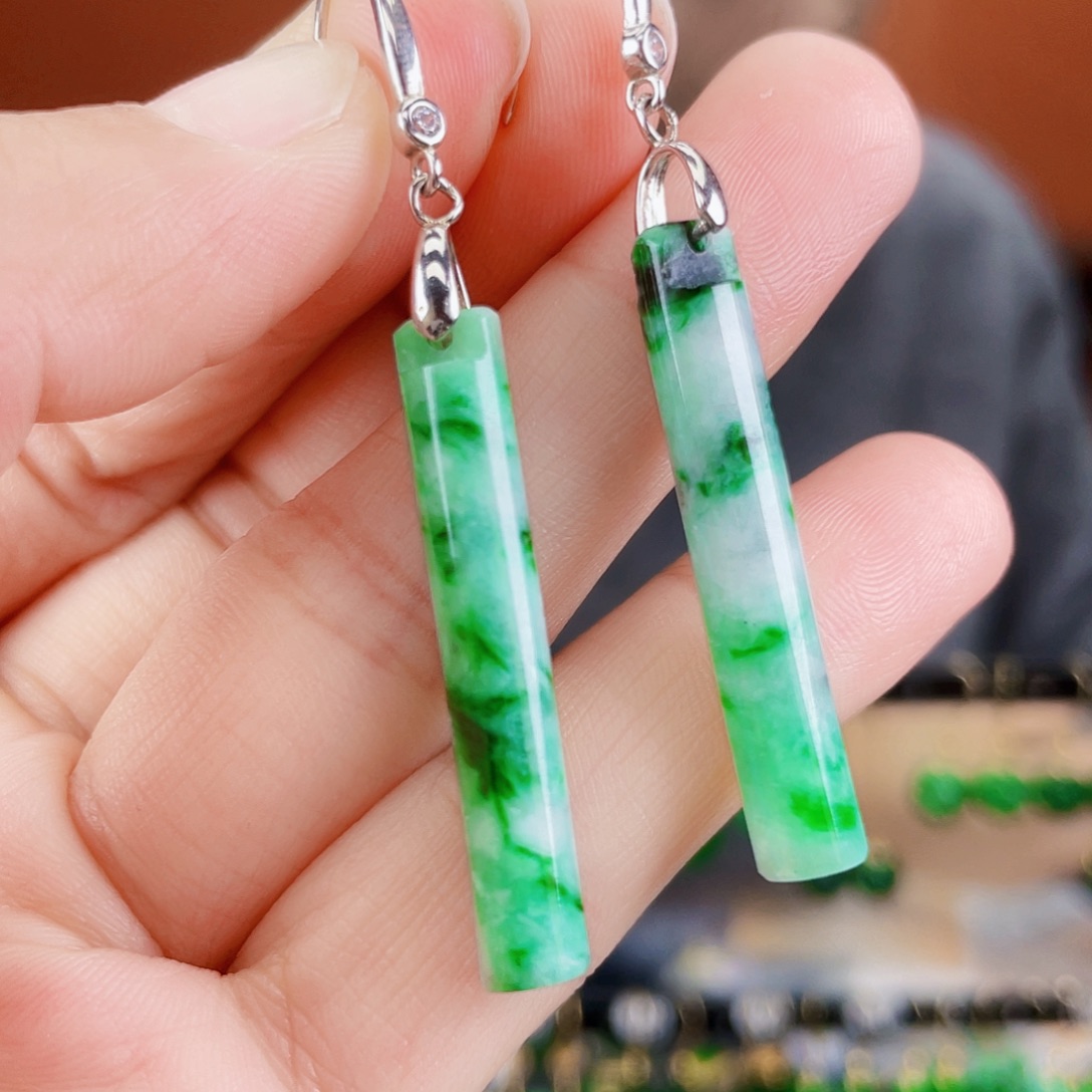 翡翠银S925镶嵌耳饰