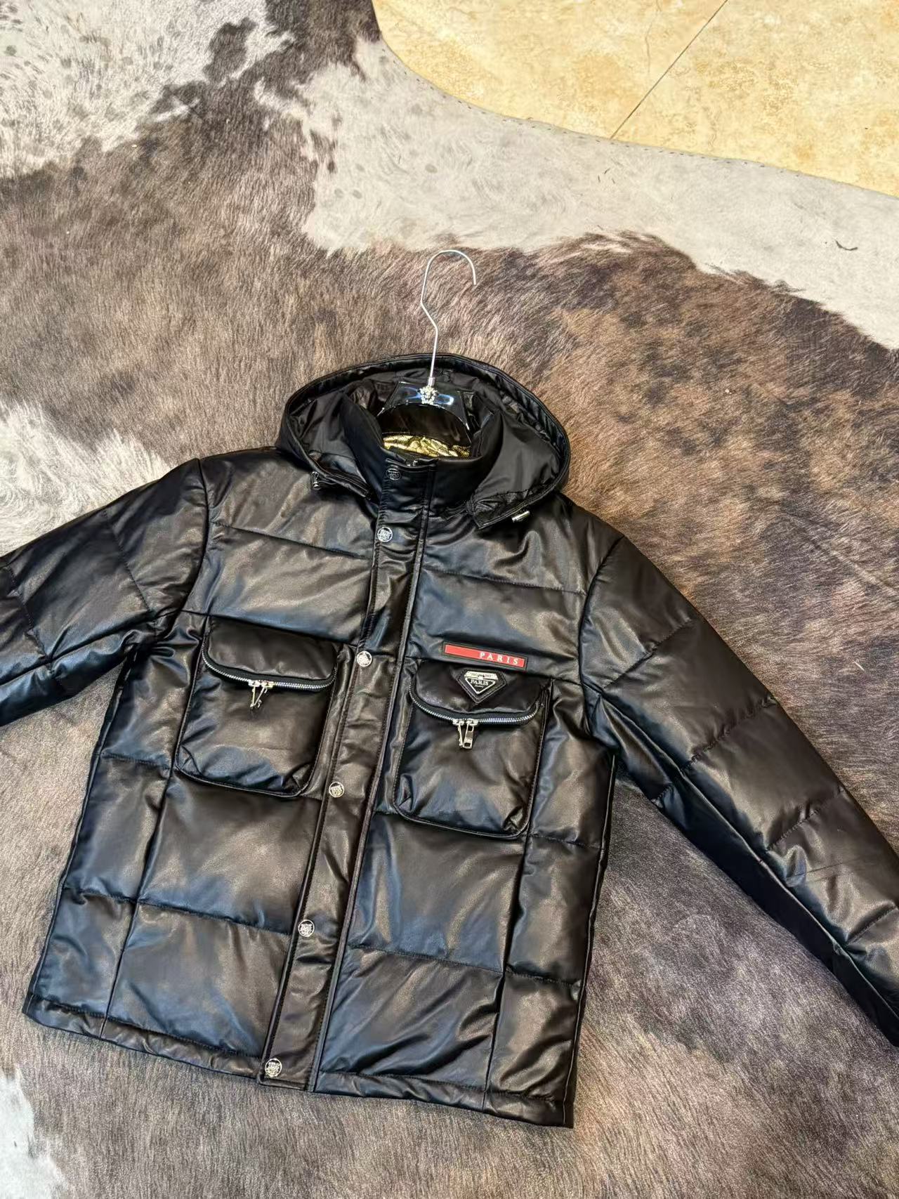 男士真皮绵羊皮冬装加厚皮羽绒轻奢休闲9921皮衣（帽子可脱卸）现货