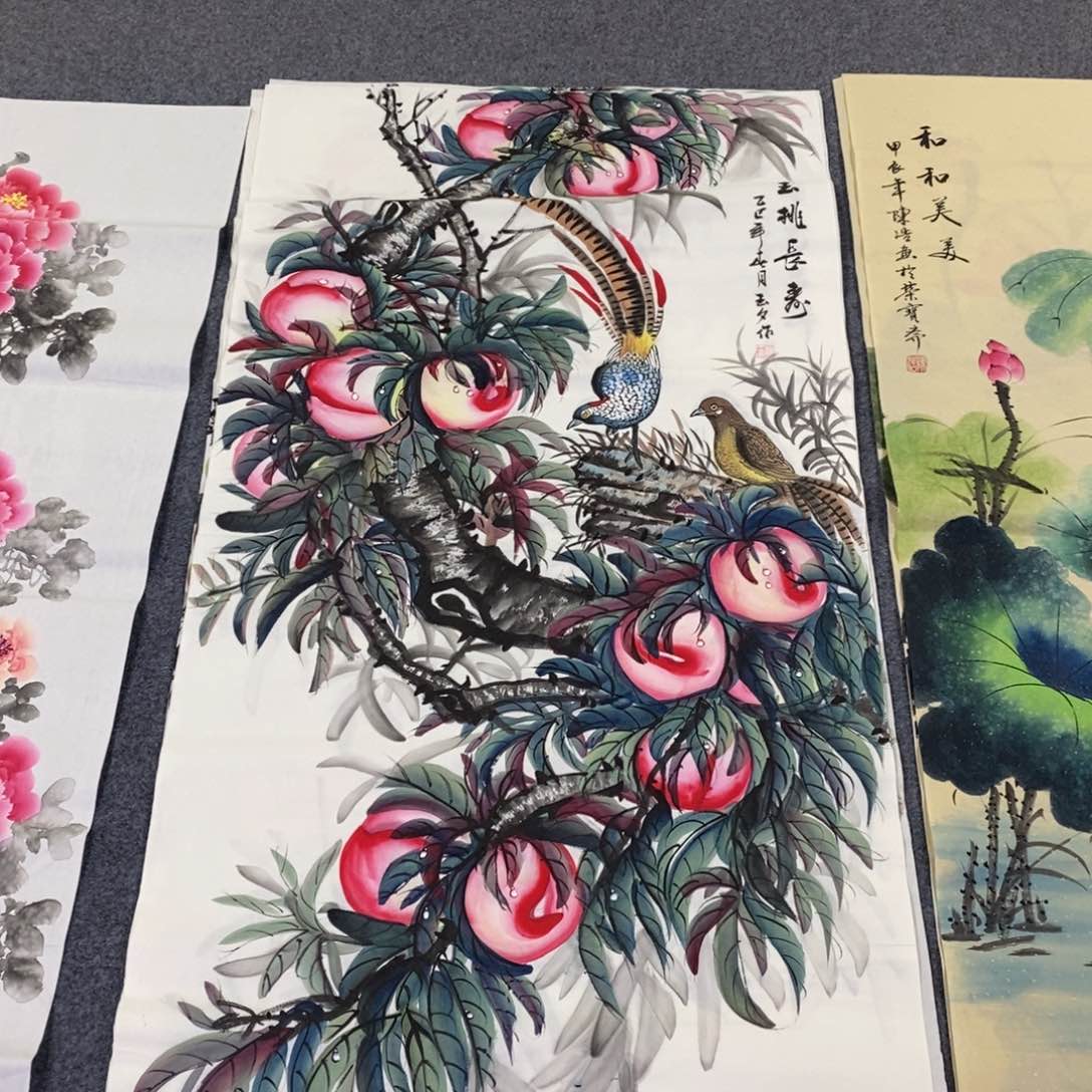 国画140✖️70水滴桃画画画画