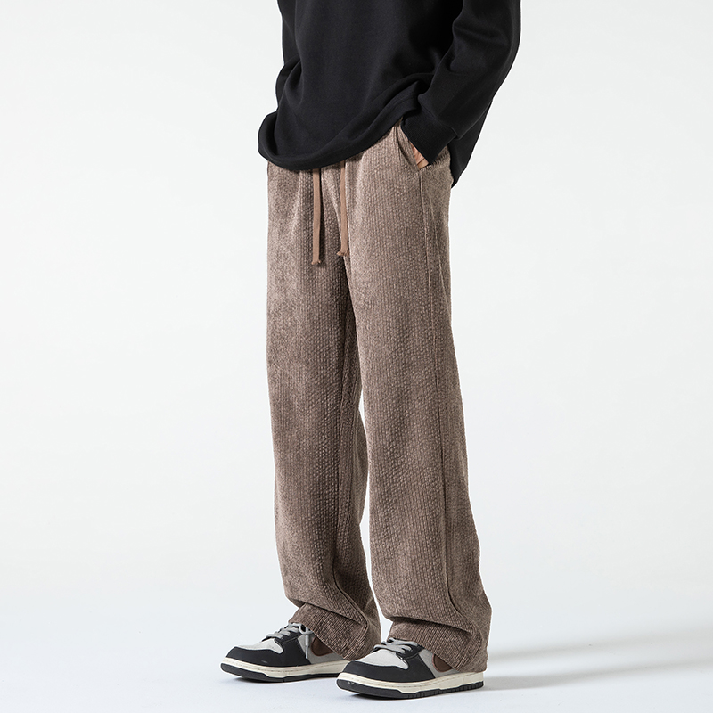 66577春款日系垂感潮牌休闲裤大码灯芯绒直筒裤