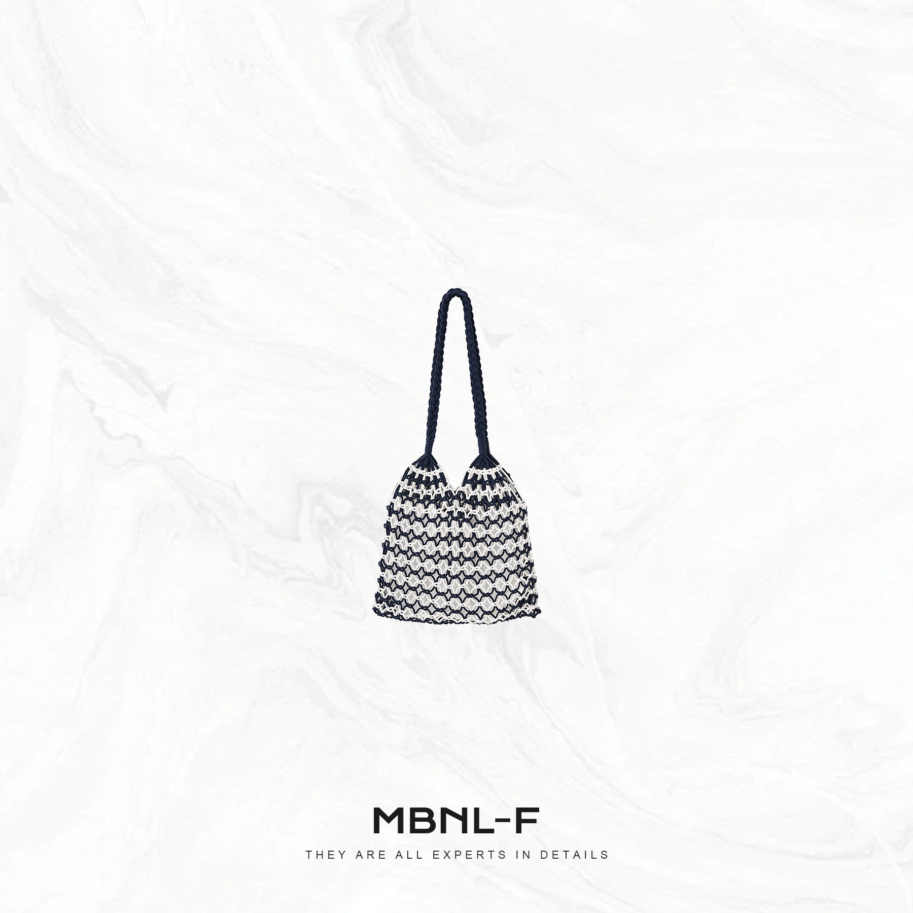 MBNL-F "蓝白编织包" 100棉线手工钩针编织包 秦磊XM-XBB1252