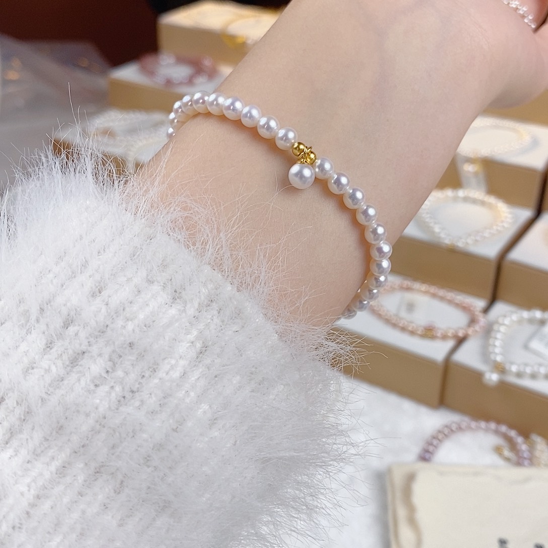 手链淡水珍珠18K金镶嵌