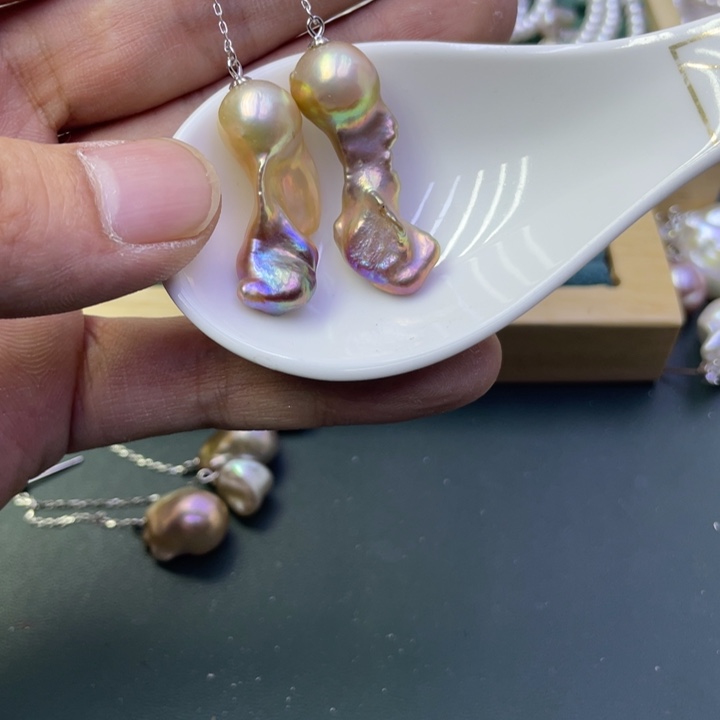 淡水珍珠耳饰银S925镶嵌