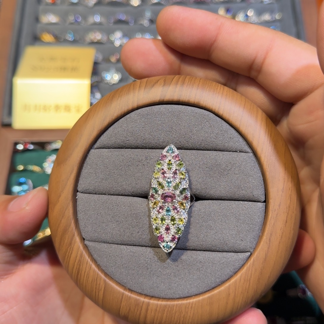 戒指碧玺银S925镶嵌