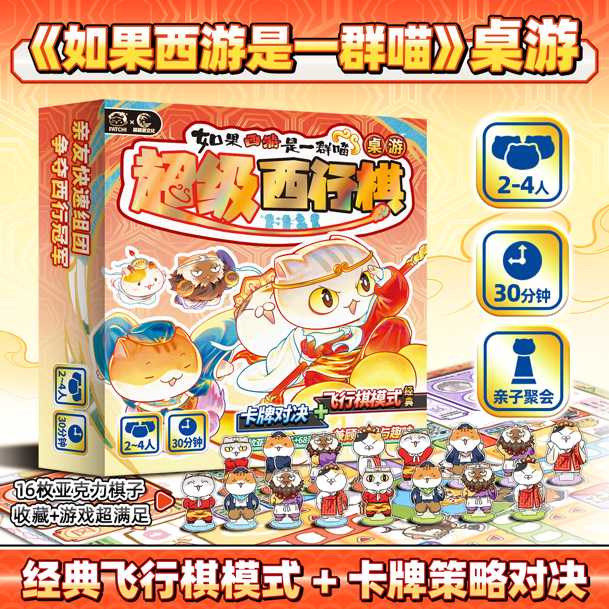 如果西游是一群喵-超级西行棋桌游卡片飞行棋收藏亚克力卡牌分销