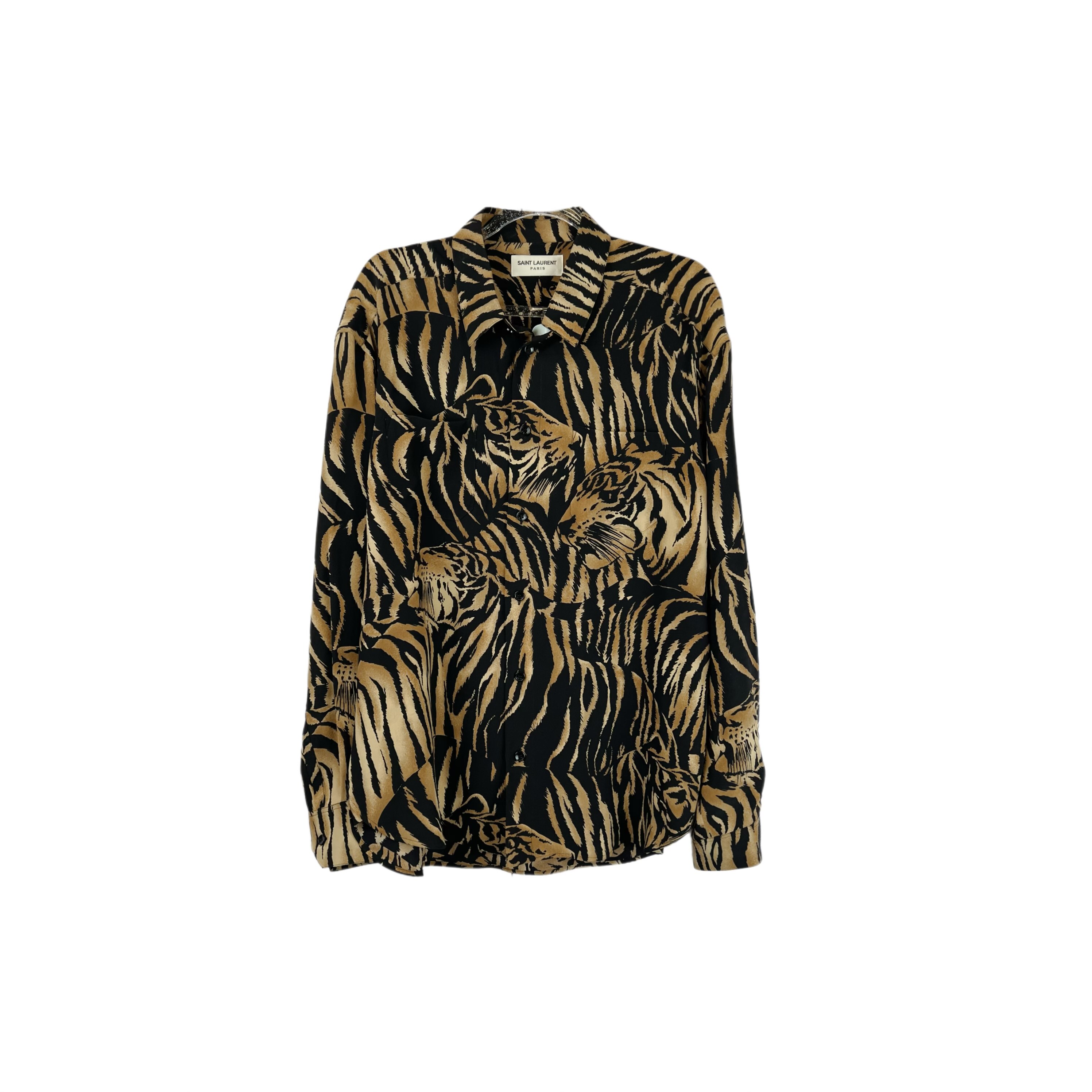 99新 YSL/圣罗兰 012627  图案印花满印真丝衬衫 39码