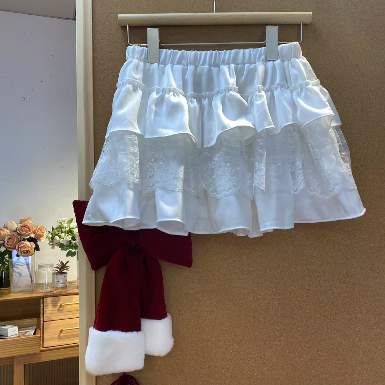 高腰白色蕾丝半身裙蕾丝防晒蛋糕裙半裙时尚裙子夏季甜美女装322