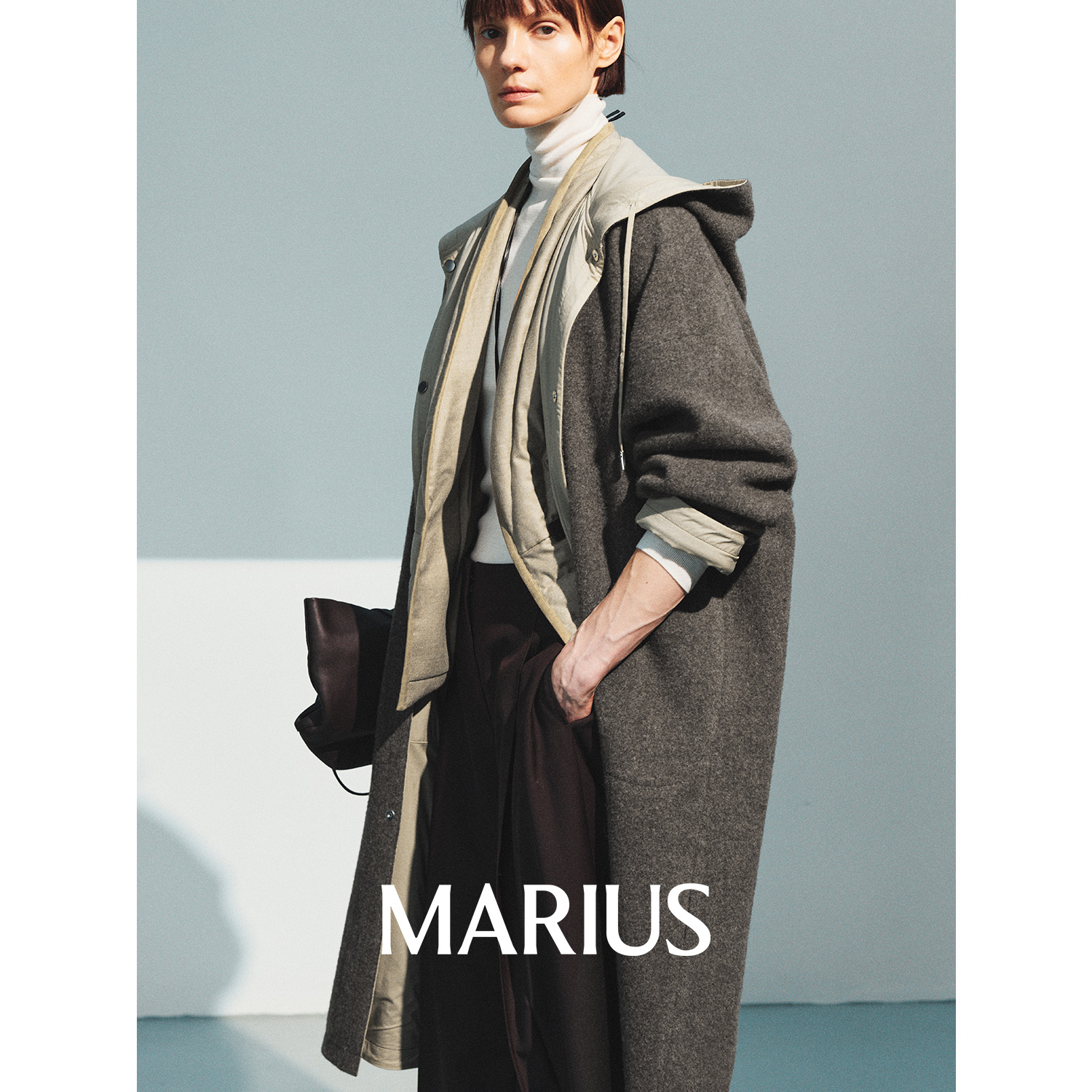 MARIUS | "风向标"圈圈羊毛机能风正反两穿立体挺括连帽防风大衣