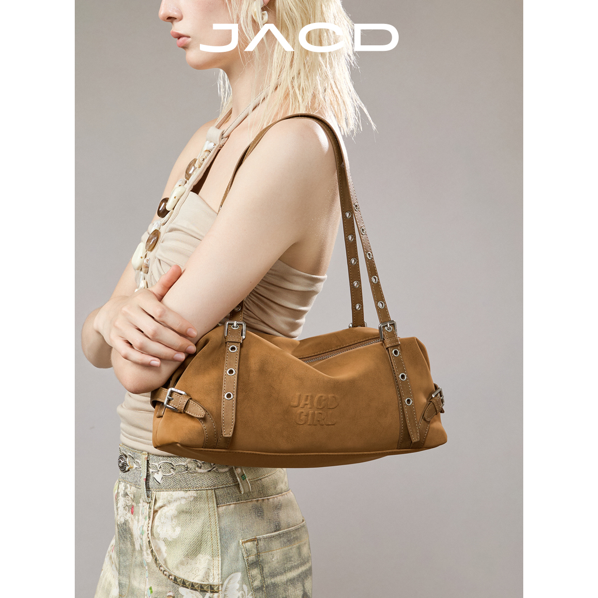 JACD复古游牧风腋下包包女2025新款棕色包包上班通勤包单肩斜挎包