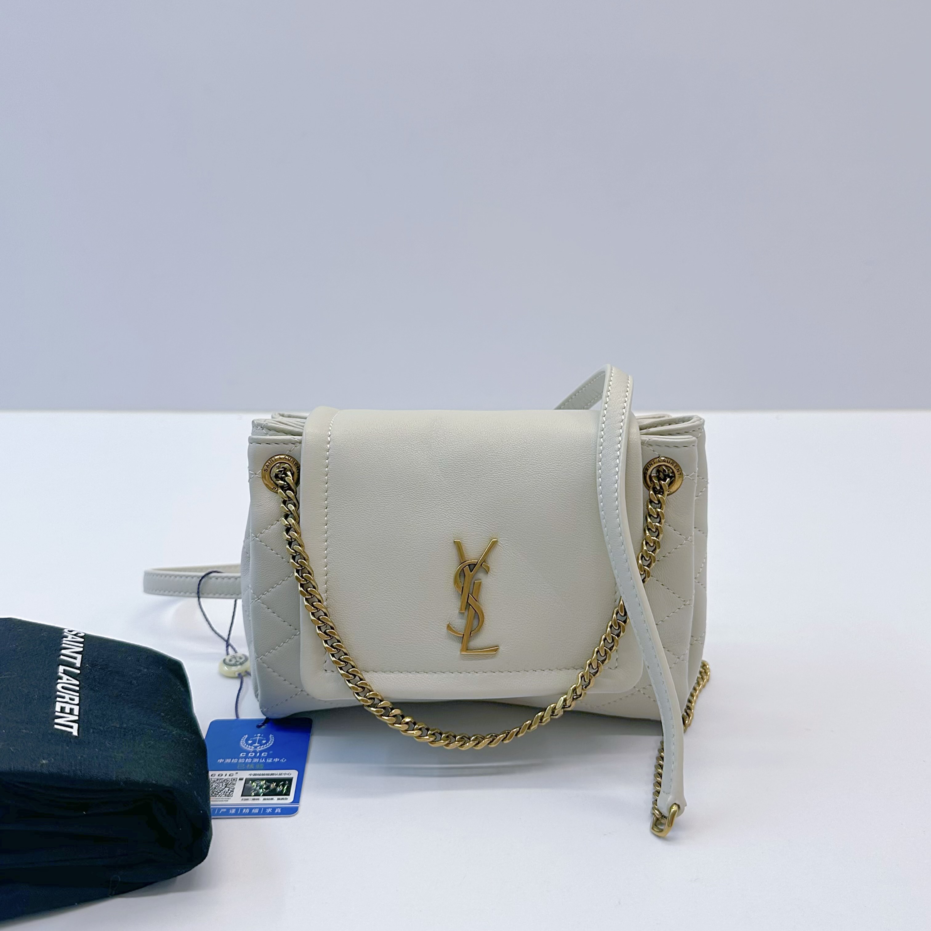 95新 YSL/圣罗兰 98新 nolita系列 白色链条包