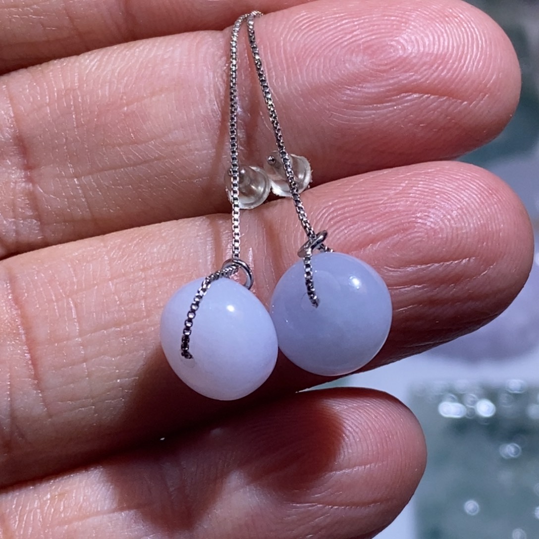 翡翠未镶嵌耳饰翡翠银镶耳饰